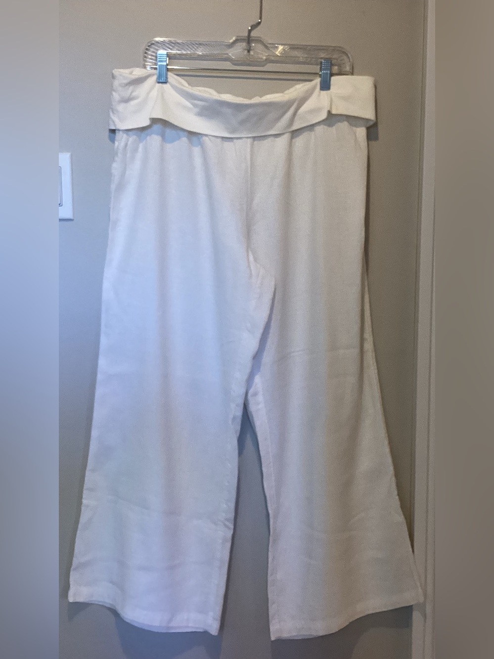 H&M Divided wide leg cream and white coloured blend pants.